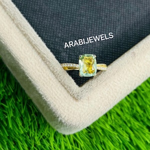 Anillo de turmalina verde menta. Hermoso anillo de turmalina verde menta. Anillo de turmalina en plata de ley 925. Anillo de compromiso y boda. Piedra de nacimiento de octubre.