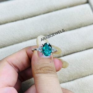 Oval Paraiba Turmalin Ring: Sterling Silber Verlobungsring