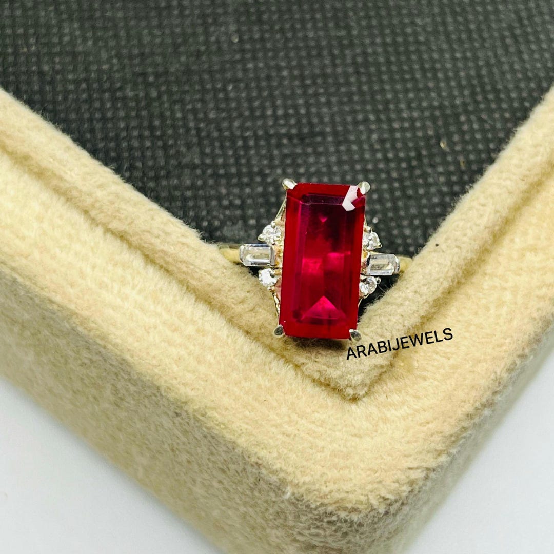 Gorgeous Ruby Ring Luxury Pigeon Blood Ruby Ring Beautiful Baguette Cut ...