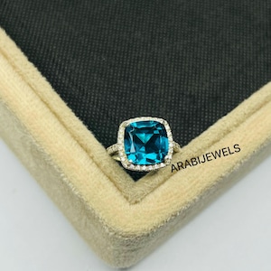 Kissenschliff Paraiba Turmalin Ring: 925 Sterling Silber Versprechen Ring