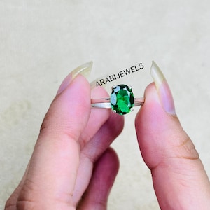 Oval Emerald Ring: 925 Sterling Silver, Gold/Rose Gold Plated