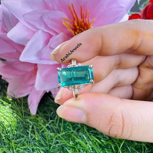 Vintage Paraiba Turmalin Ring: Achteck 925 Sterling Silber