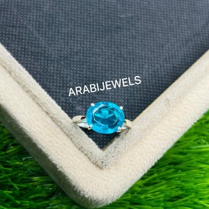 Oval Paraiba Turmalin Ring: 925 Sterling Silber Solitär, Oktober Geburtsstein