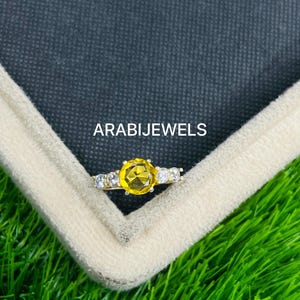 Runder Gelber Saphir Edelstein Ring Drei Steine Saphir Ring 925 Sterling Silber Saphir Ring für ihren Verlobungsring
