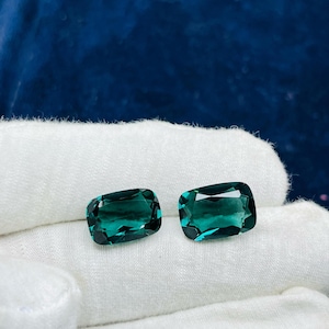 Teal Sapphire Gemstone Pair Teal Sapphire Gemstone8x12 Cushion Cut Teal Sapphire Gemstone For jewelry Making Lab Created Teal Sapphire Stone