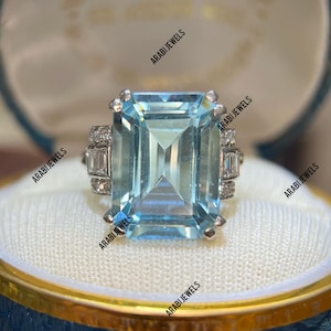 Aquamarine Ring Beautiful Aquamarine Ring 925 Sterling Silver Aquamarine Ring Engagement Wedding Anniversary Gift For Her Aquamarine Ring