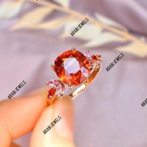 Bague grenat spessartite et saphir rose, argent sterling 925