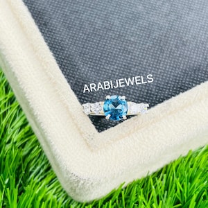 Blue Spinel Solitaire Ring: Sterling Silver Minimalist Engagement Ring