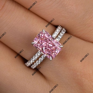 Vintage Octagon Pink Moissanite Ring: 925 Sterling Silver, American Diamond