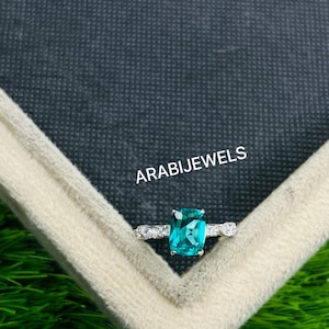 Paraiba Turmalin Ring: Sterling Silber Ehering im Kissenschliff