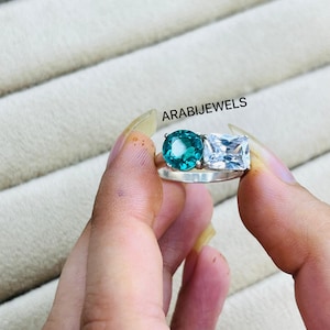 Paraiba Turmalin & Moissanit Ring: 925 Sterling Silber Verlobungsring