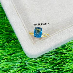 Cushion Cut Blue Spinel Ring: Dainty Sterling Silver Engagement Ring