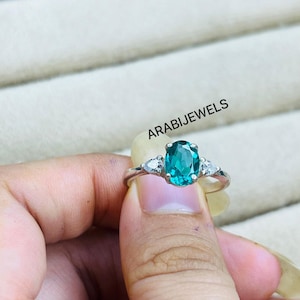 Ovalschliff Paraiba Turmalin Ring Versprechen Handgemachter Paraiba Turmalin Ring 925 Sterling Silber Verlobung Hochzeit Jahrestag Paraiba Ring
