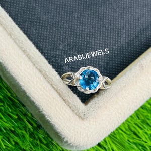 Blue Spinel Ring: Vintage Floral Design, 925 Sterling Silver