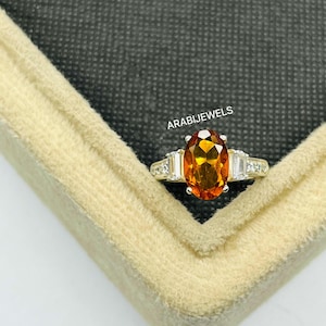 Bague grenat orange spessartite : argent sterling, pierre de naissance de janvier