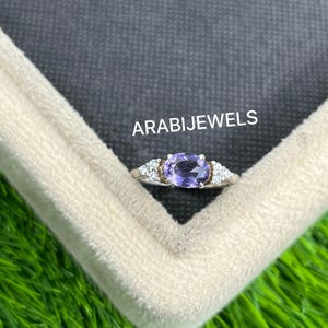 Oval Purple Sapphire Ring: Sterling Silver Engagement, Anniversary