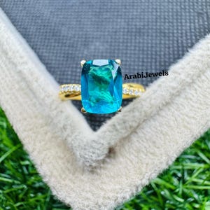 Kissenschliff Paraiba Turmalin Ring: Sterling Silber Verlobungsring