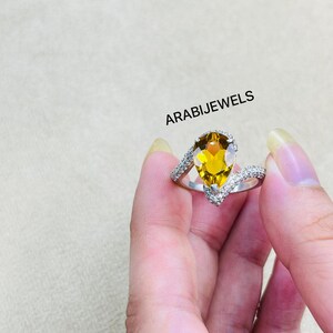 Pear Cut Yellow Sapphire Ring: 925 Sterling Silver, Gold/Rose Gold Options