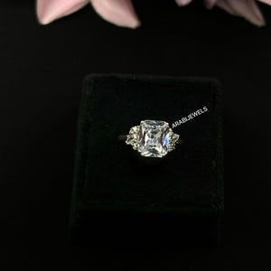 Octagon Moissanite Ring: 925 Sterling Silver, American Diamond Accents