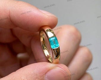Emerald Cut Paraiba Tourmaline Ring 925 Sterling Silver Engagement Ring Gift For Her
