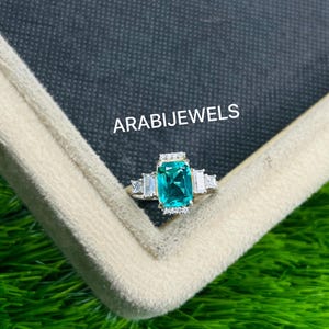 Kissenschliff Turmalin Ring In 925 Sterling Silber Verlobungsring Geschenk für Sie Paraiba Turmalin Ring Hochzeitsjubiläum Ring.