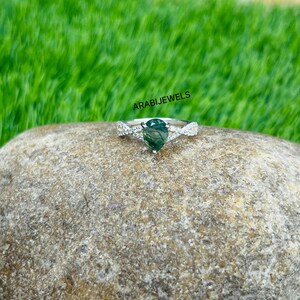 Moss Agate Ring  Natural Green Gemstone Ring Unique Engagement Ring 925 Sterling Silver Handmade Boho Jewelry Gift for Her  Moss Agate Ring