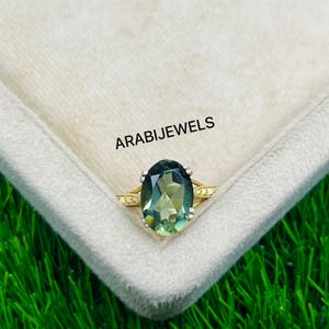 Anillo vintage de turmalina verde menta, diseño antiguo europeo, plata de ley 925, ideal para ocasiones especiales.