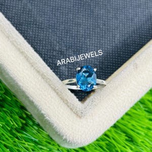 Oval Blue Spinel Ring: Sterling Silver Solitaire, Handmade Jewelry