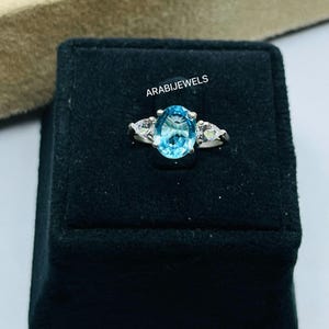 Dainty Aquamarine ring Beautiful Three Stone Aquamarine Ring in 925 Sterling Silver Minimalist Aquamarine Ring Promise Ring Gift For Her.