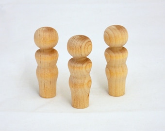 50 pack Wooden Decorative Peg Dolls Grooved Woman 2-1/4''