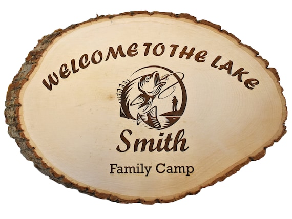 Laser Engraved Custom Sign - Live Edge Wood Round