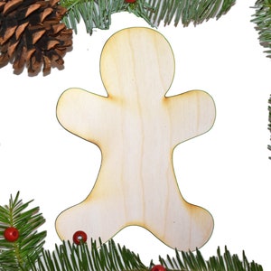 Laser Cut Gingerbread Boy / Man Ornament Cutout Shape With or Without Hanger Hole ~ 1/8&#39;&#39; Baltic Birch ~ Made in the USA