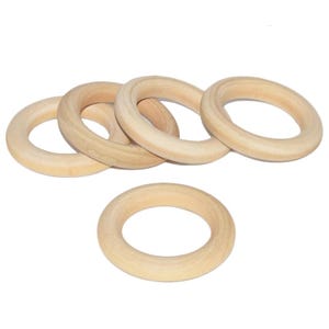 Unfinished Wooden Macramé Hoop Rings for Crafts, Jewelry, & Ring Toss Games - 6 Sizes Available - Sold in Packs of 10