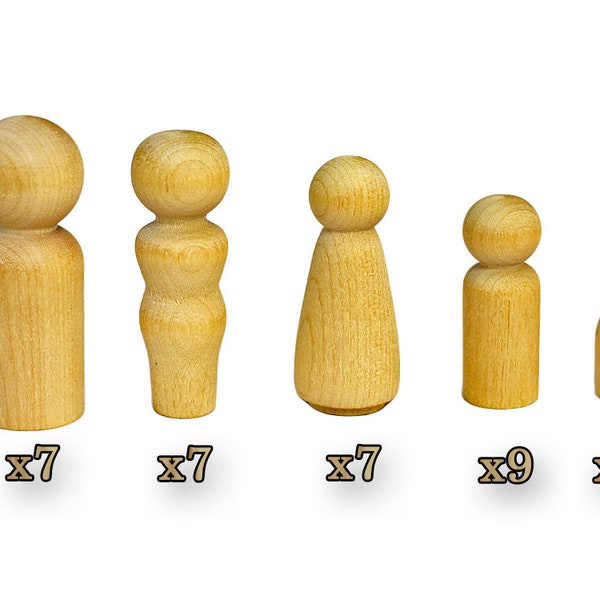 40 Wooden Decorative People Doll Pegs / Made in USA / Unfinished Northern hardwood / Ready to paint / Clayton's Wood Crafts