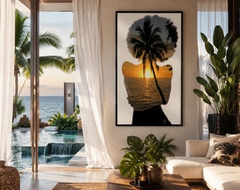 Silhouette Palm Sunset Matte Canvas | Where my Soul meets the Sea by: TC Tender Touch