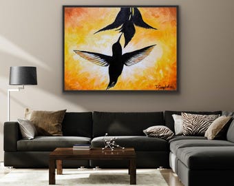 Hummingbird Canvas Art Print: Colorful Framed Wall Decor