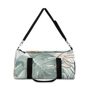 Tropical Leaf Duffel Bag: Oxford Canvas Gym Tote, Travel Bag