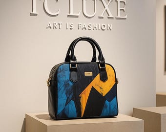 Brush Stroke Abstract Handbag - Vegan Leather Shoulder Bag
