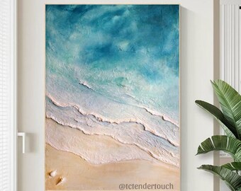 Textured Coastal Canvas Art: Framed Ocean Wave Print