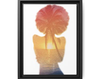 Tropical Sunset Palm Tree Canvas Art: TC Bohemian Framed Wall Decor