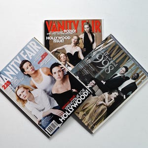 Three different Hollywood Issue Vanity Fair magazines