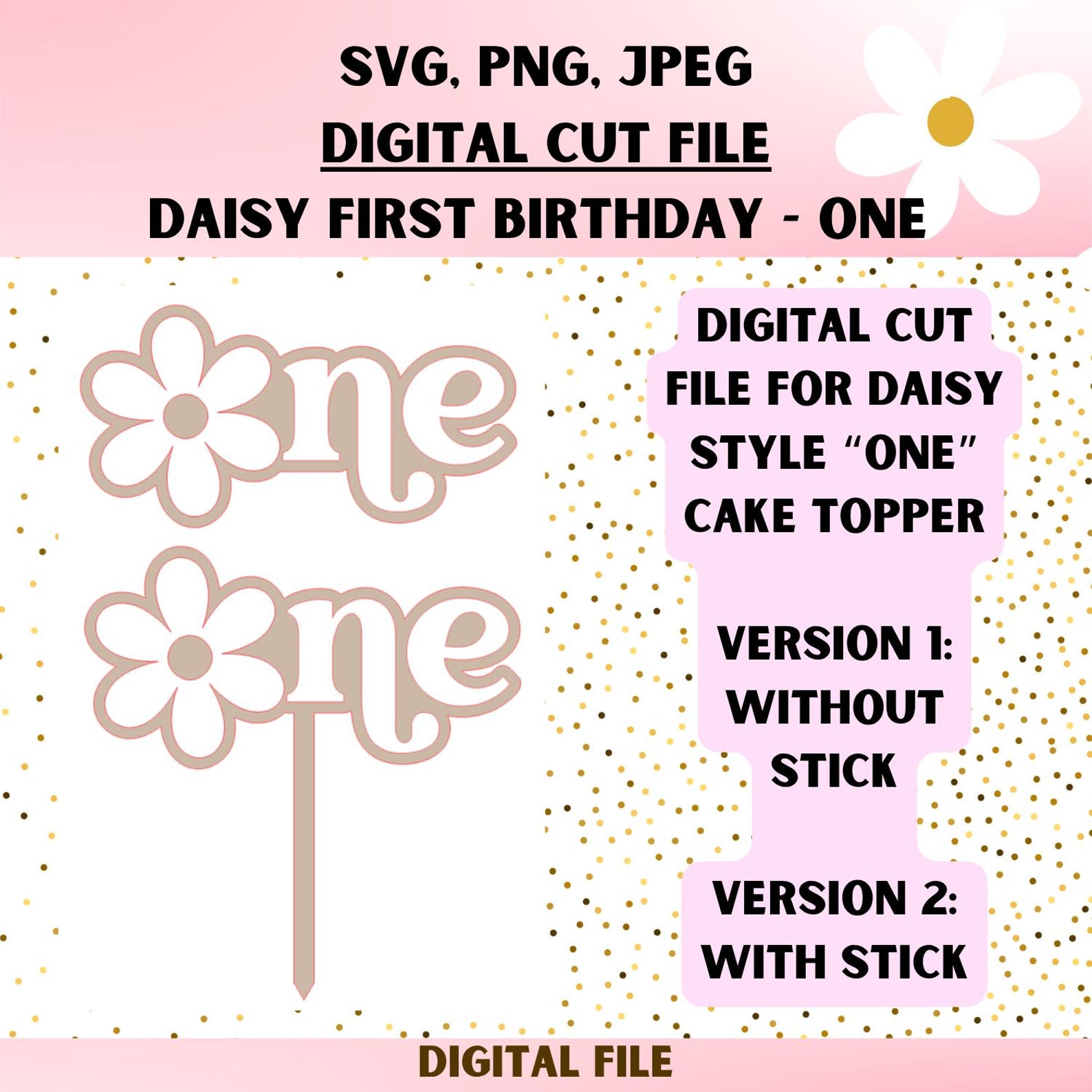 Daisy ONE Topper | Birthday | Cake Topper | First Birthday | Flower ...