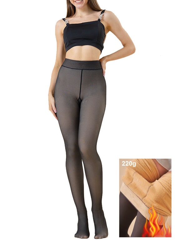 Women's Fleece Lined Nude Thermal Tights - Winter Stretchy Leggings