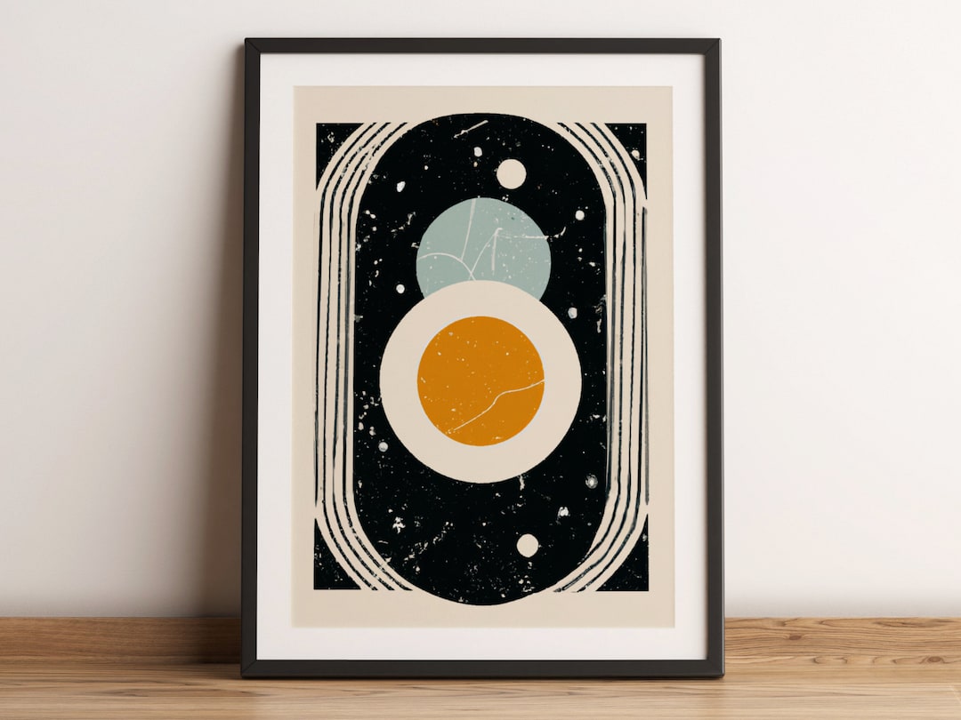 Retro Planet Art Print, Modern Wall Art Decor, Mid Century Poster ...