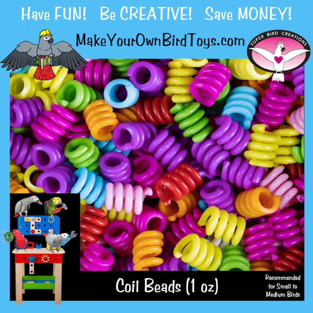 Spring Coil Beads 1 Oz, 43 Bird Toy Parts/sugar Glider Toys/homemade