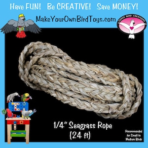 24ft Braided Seagrass Rope - Natural Bird Toy Parts/Rabbit Toys/Homemade Bird Toys/DIY Bird Toys/Sugar Glider Toys/Pet Safe/Bird Safe/Crafts