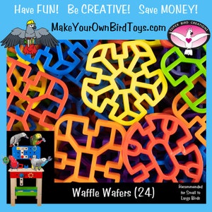 Waffle Wafers (24) - Bird Toy Parts/Sugar Glider Toys/Homemade Bird Toys/DIY Bird Toys/Make Your Own Bird Toys/Bird Safe