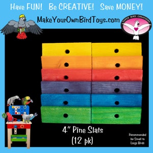 Colored Pine Slats for Bird Toys (12pk)