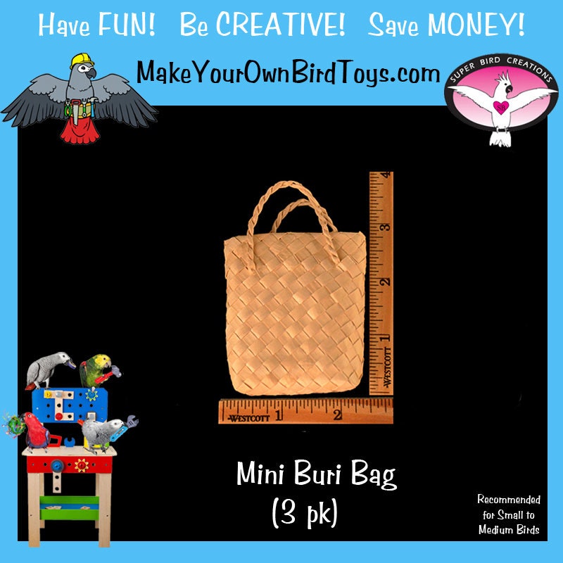 Mini Buri Bags 3 Natural Bird Toy Parts/rabbit Toys/homemade Bird Toys