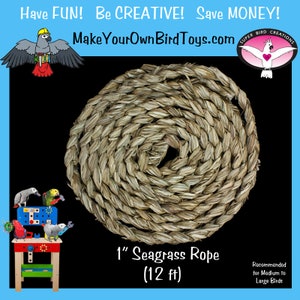 12ft Braided Seagrass Rope - Natural Bird Toy Parts/Rabbit Toys/DIY Bird Toys/Sugar Glider Toys/Pet Safe/Bird Safe/DIY Floral/Dried Floral